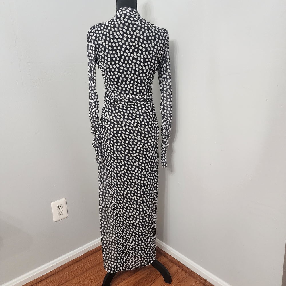 Zara Black and White Polka Dot Long Sleeve Maxi Dress - Picture 15 of 16